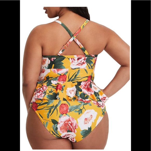 🆕Plus Size High Two Piece Waisted Floral Tankini - Picture 2 of 3